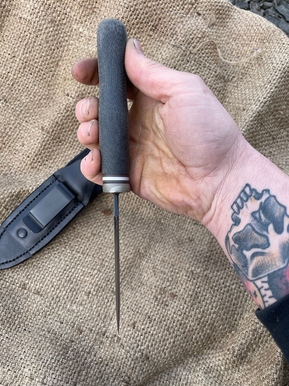 Thumbnail: Graphite Black Micarta Blued Boot Knife