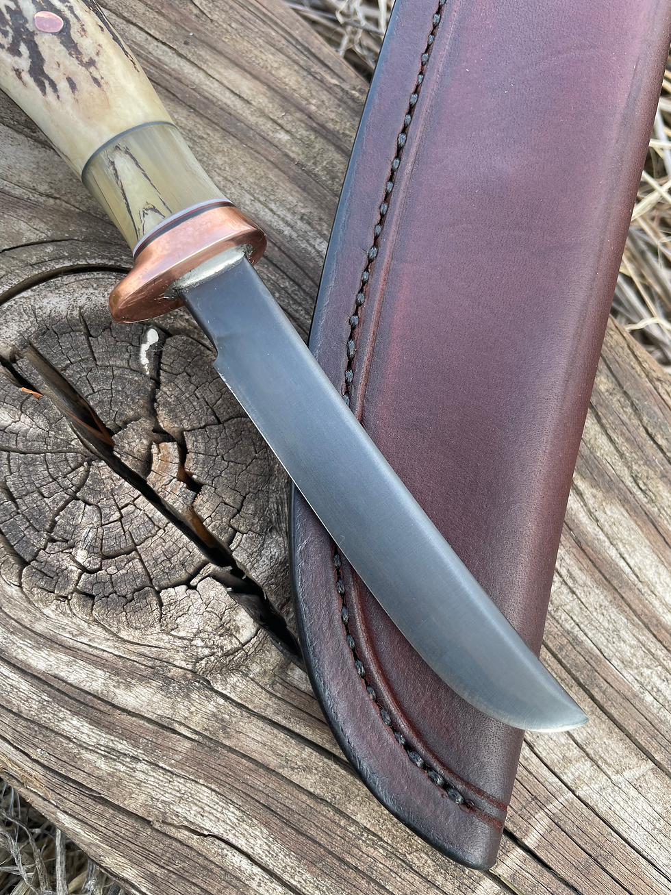 Thumbnail: Premium Sambar Stag and Musk Ox Horn Blued Upsweep