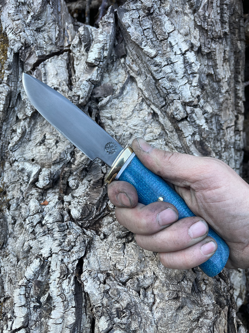 Thumbnail: Jute Micarta Blued Drop Point