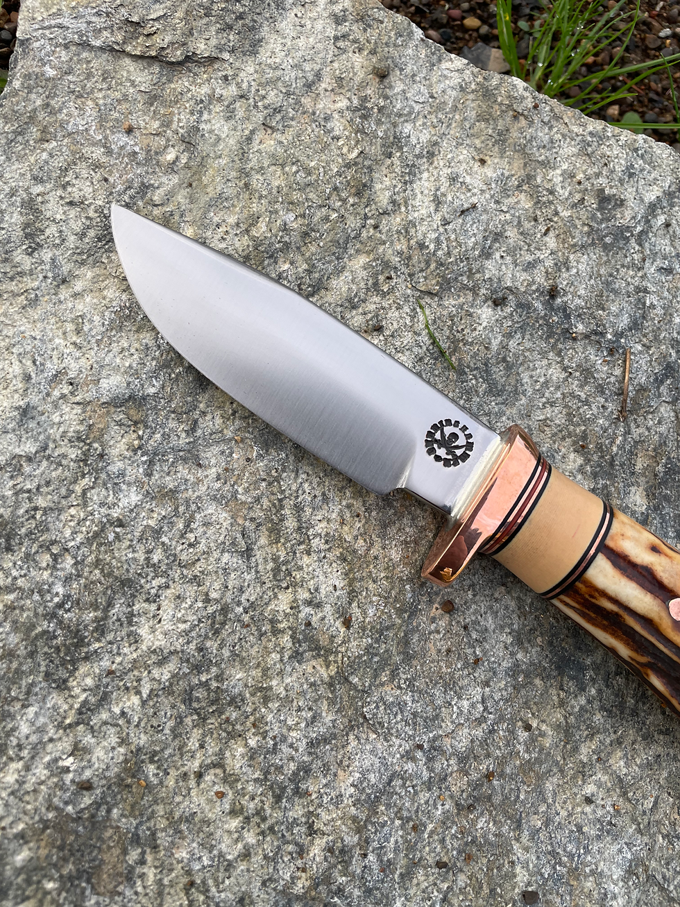 Thumbnail: Premium Sambar Stag & Ivory Micarta Clip Point