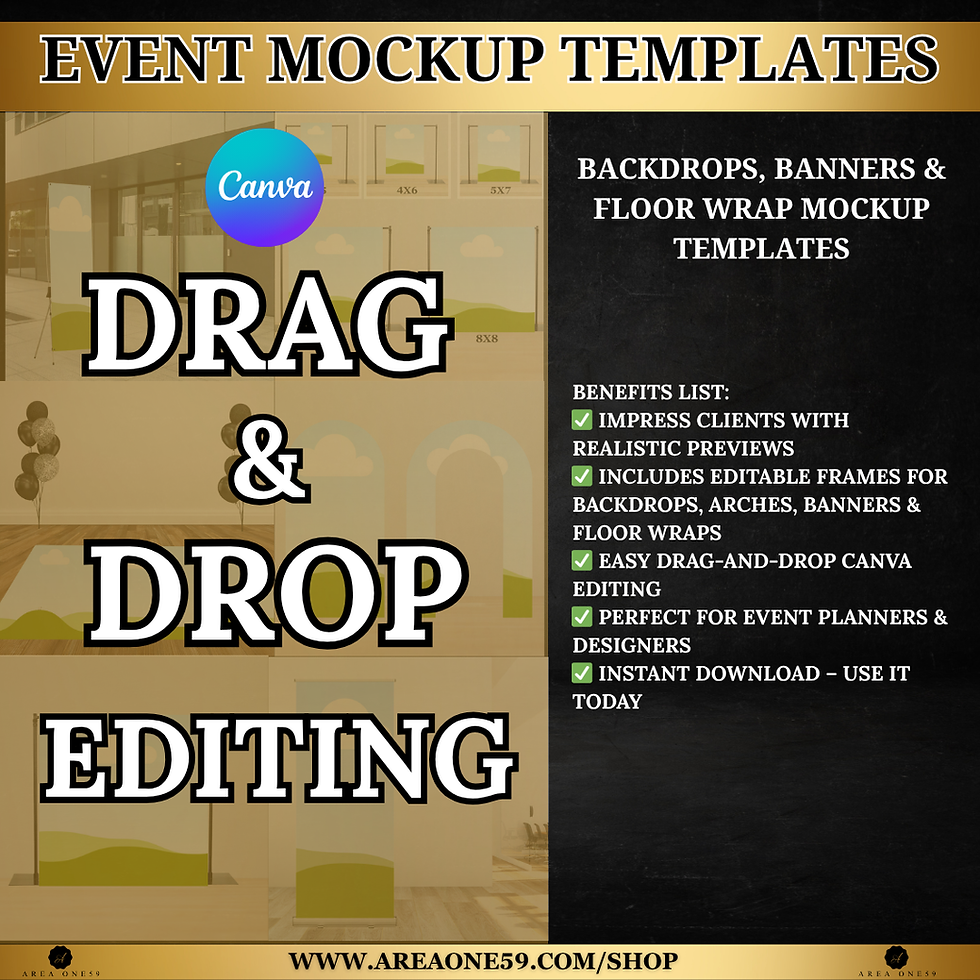 Backdrops, Banners & Floor Wrap Mockup Templates (Canva Editable)