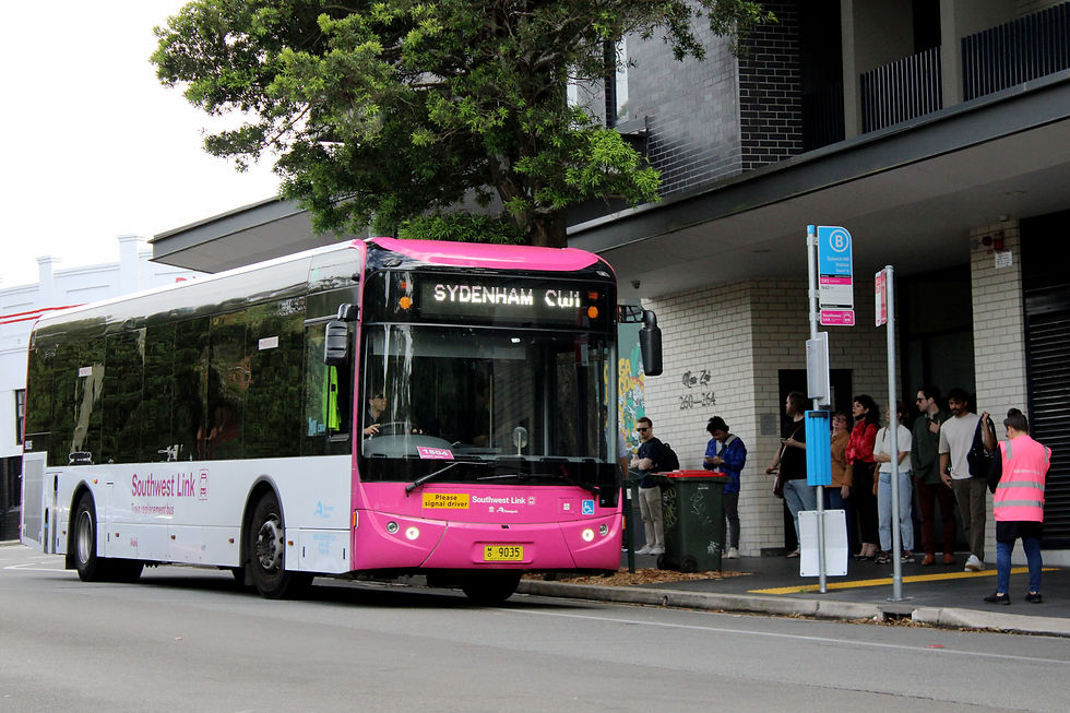 Commuters in Dulwich Hill have been catching free replacement buses for over a year while the train line is converted to metro. Photo: Caitlin Maloney.