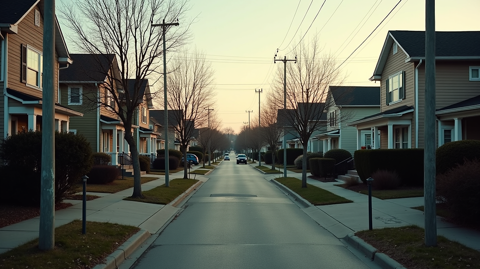 High angle view of a quiet residential neighborhood