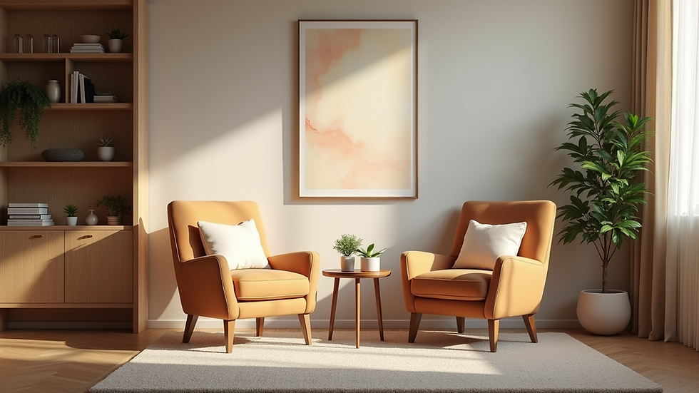 Eye-level view of a cozy room set up for a consultation session