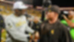 Deion Sanders and Jay Sawvel postgame. Photo by Ian Cadena, PokesNews.com Staff