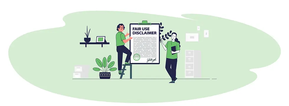 man-on-a-ladder-woman-standing-next-to-a-fair-use-disclaimer-document-essential4health