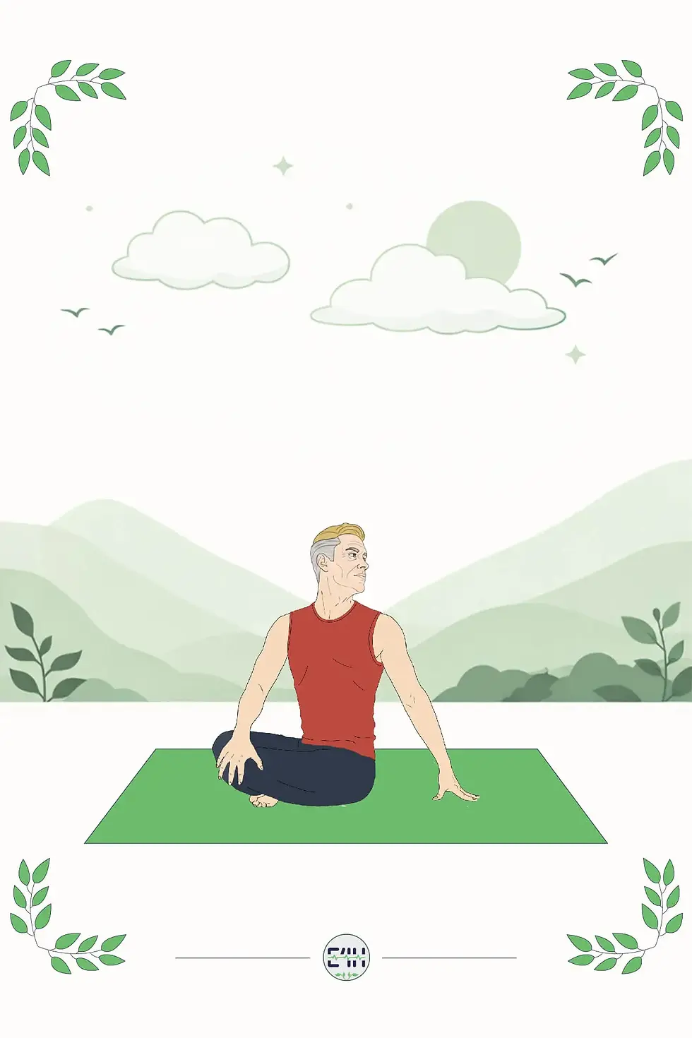 Person seated cross-legged in Easy Pose with hands resting on the knees