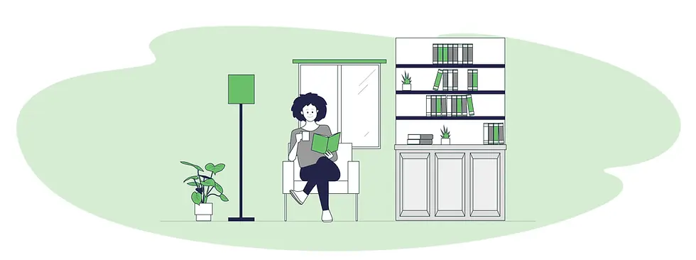 illustration-of-woman-reading-health-books-in-modern-home-library-essential4health