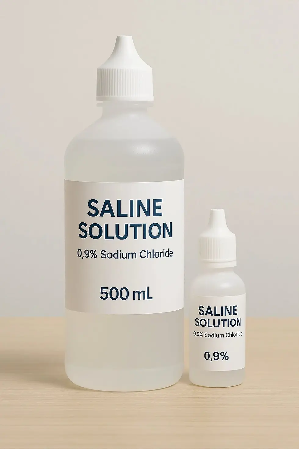 Bottles of saline solution