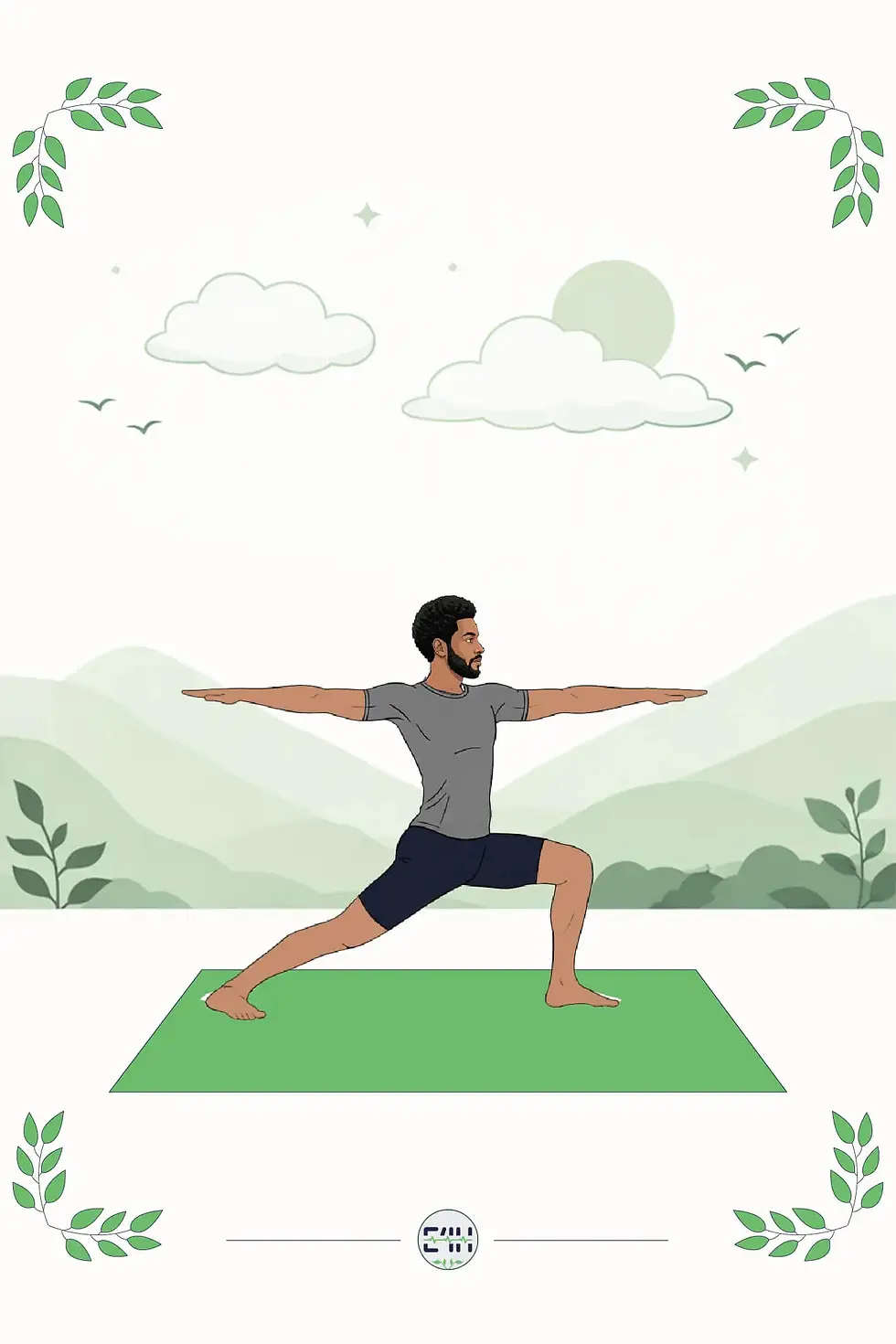 Person in Warrior II with arms extended at shoulder height