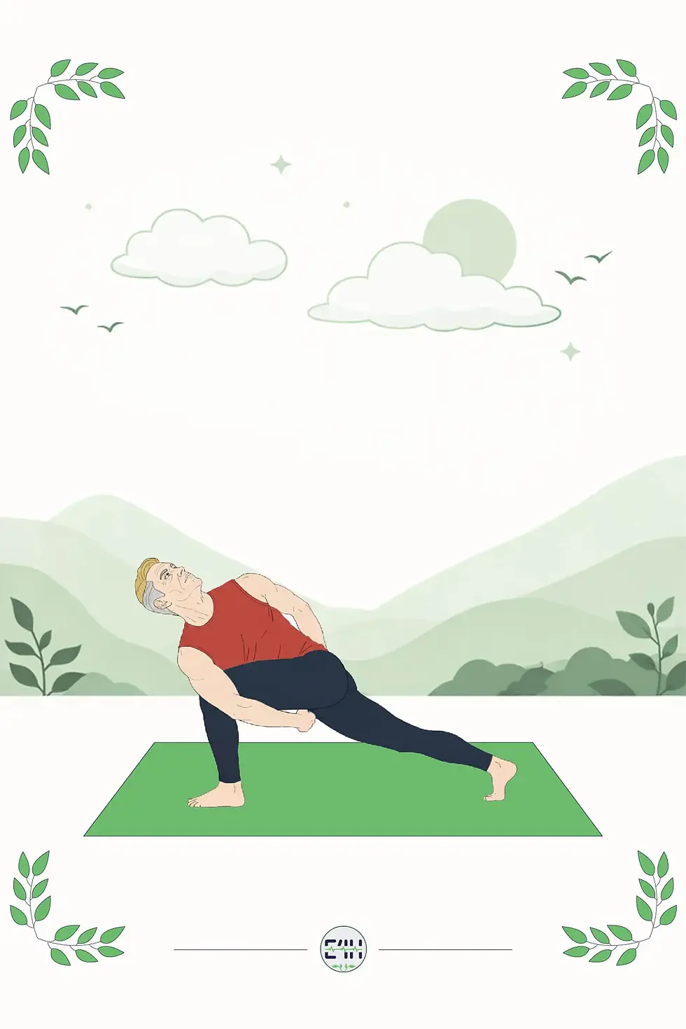 Person in a bound twisting side-angle lunge with one hand on the mat and the other arm wrapped under the front thigh