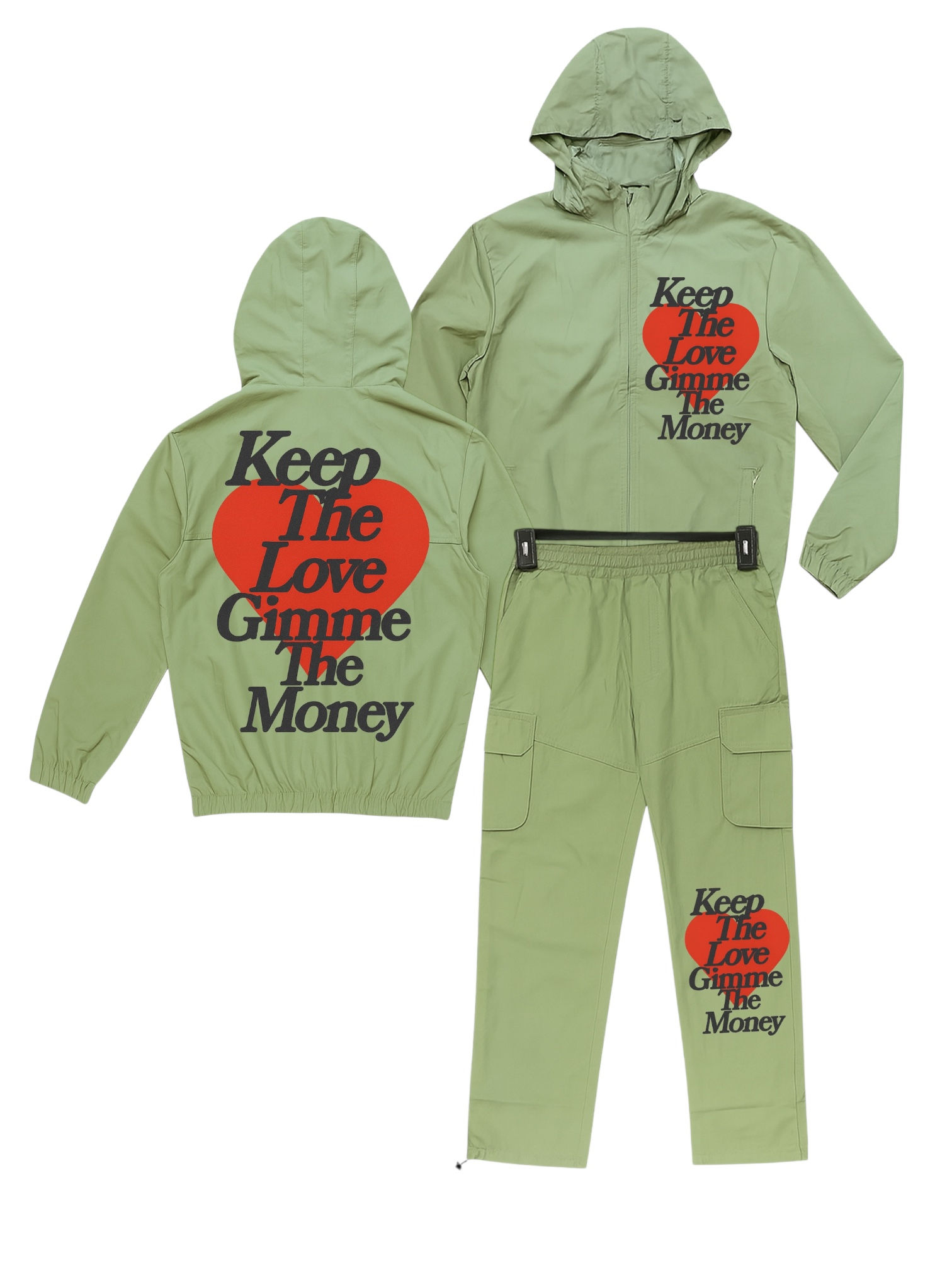 Keep The Love Cargo Suit (Moss Green)