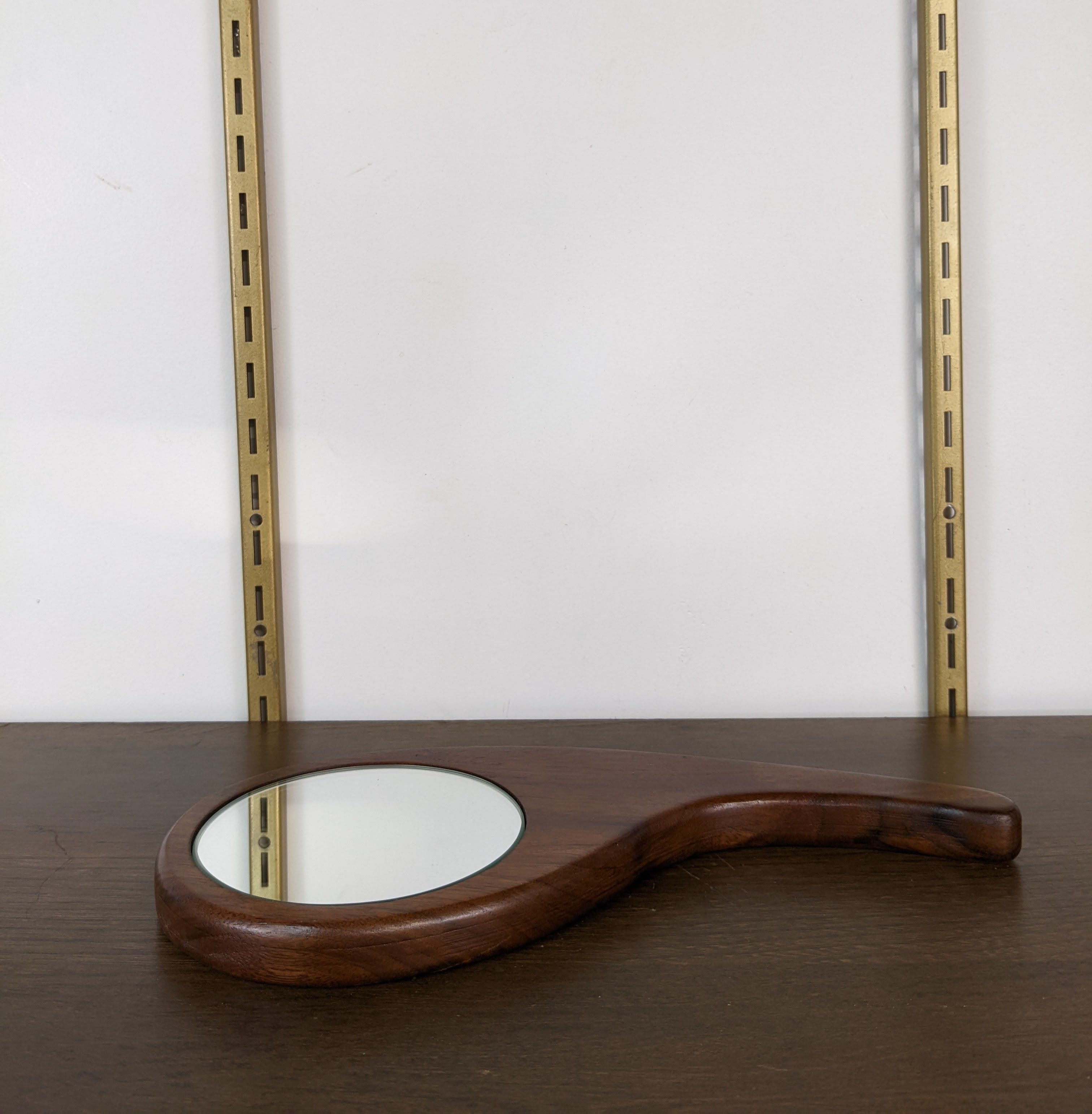 MCM Wood Hand Mirror 