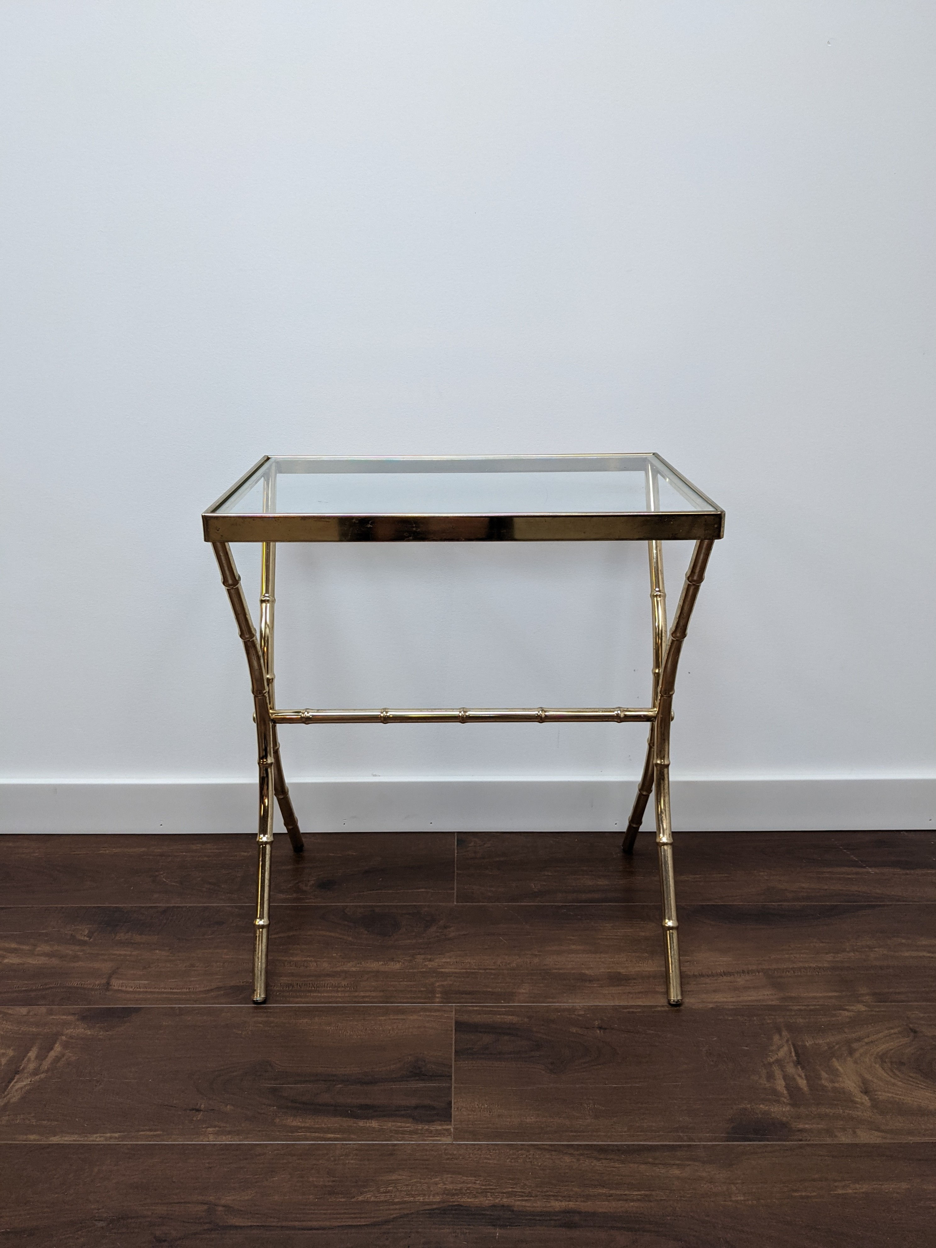 MCM Brass & Glass Side Table