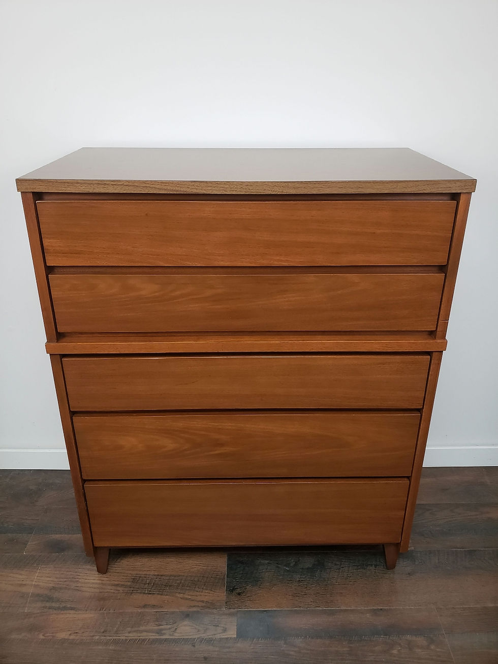 Thumbnail: MCM Tall Five Drawer Dresser By Stanley 