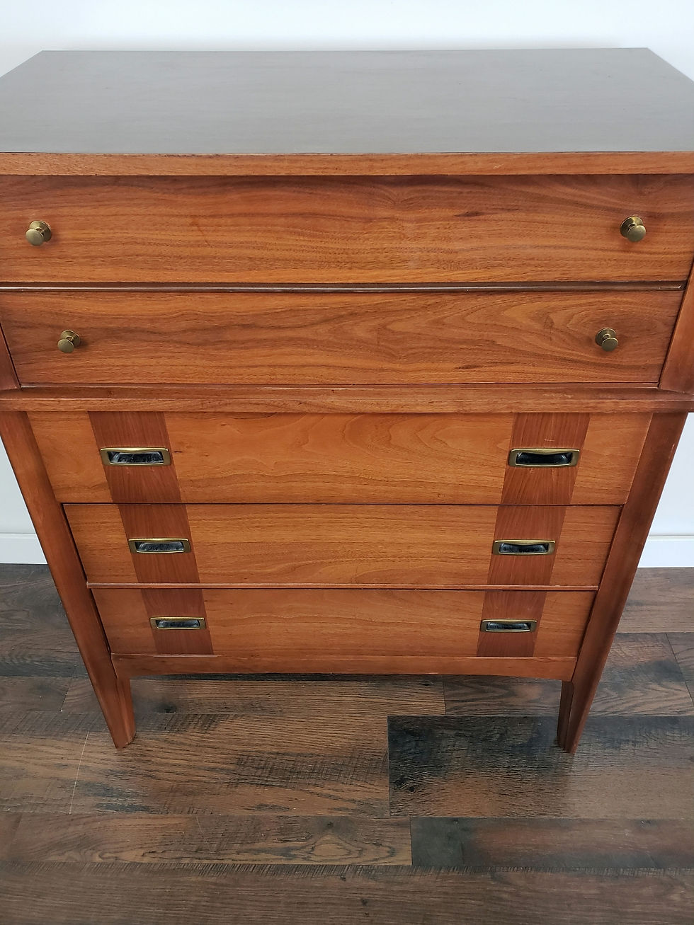 Thumbnail: MidMod Tall Four Drawer Dresser