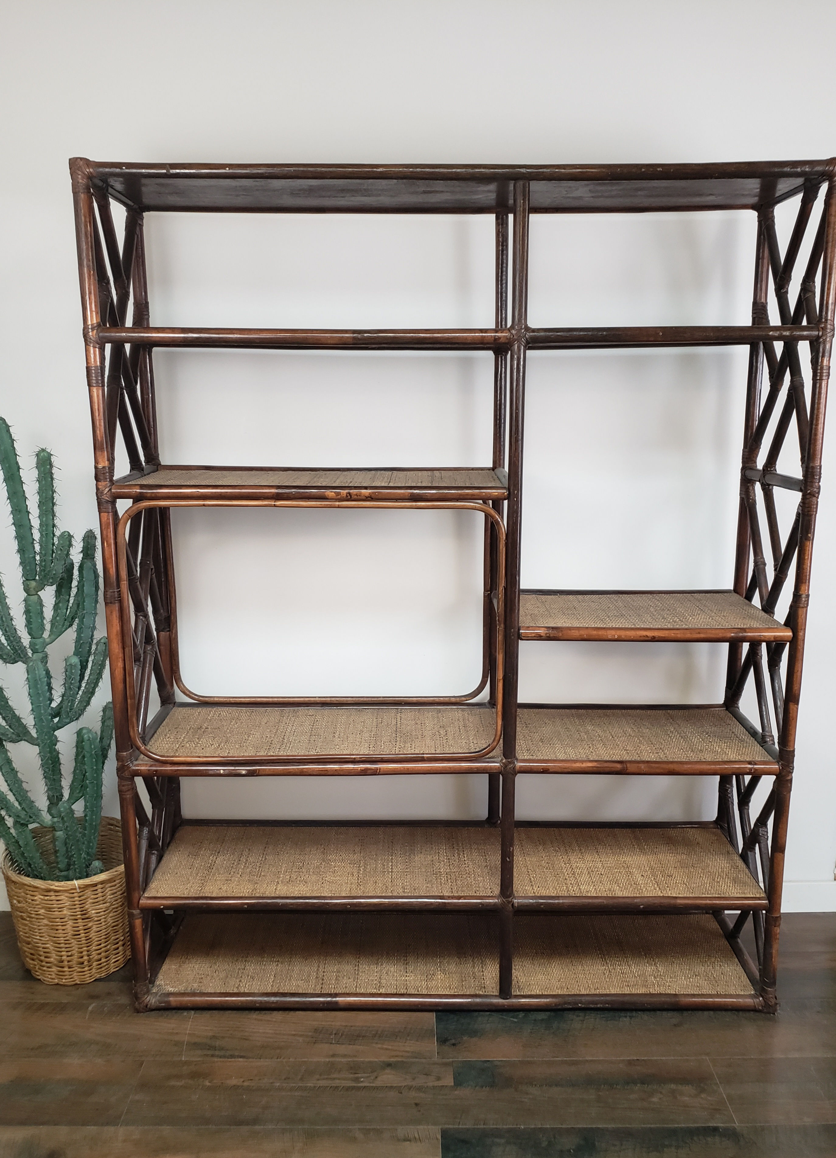 Large Rattan Wall Unit Shelf 