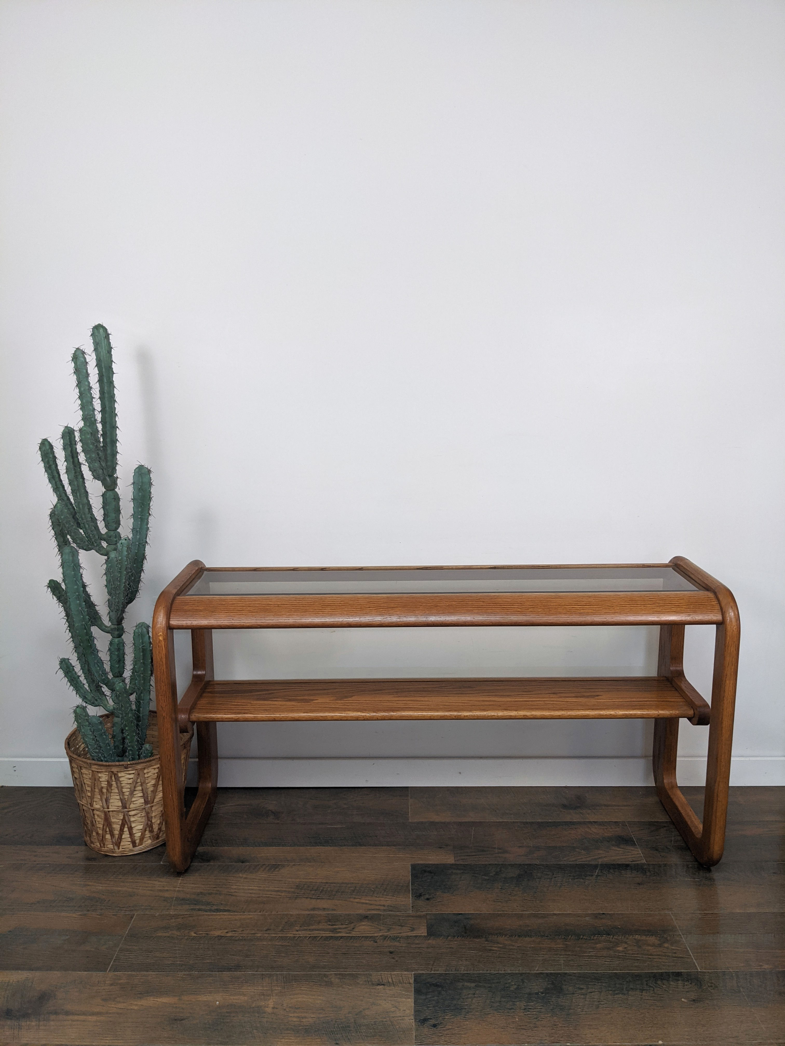 MidMod Wood & Glass Console Table