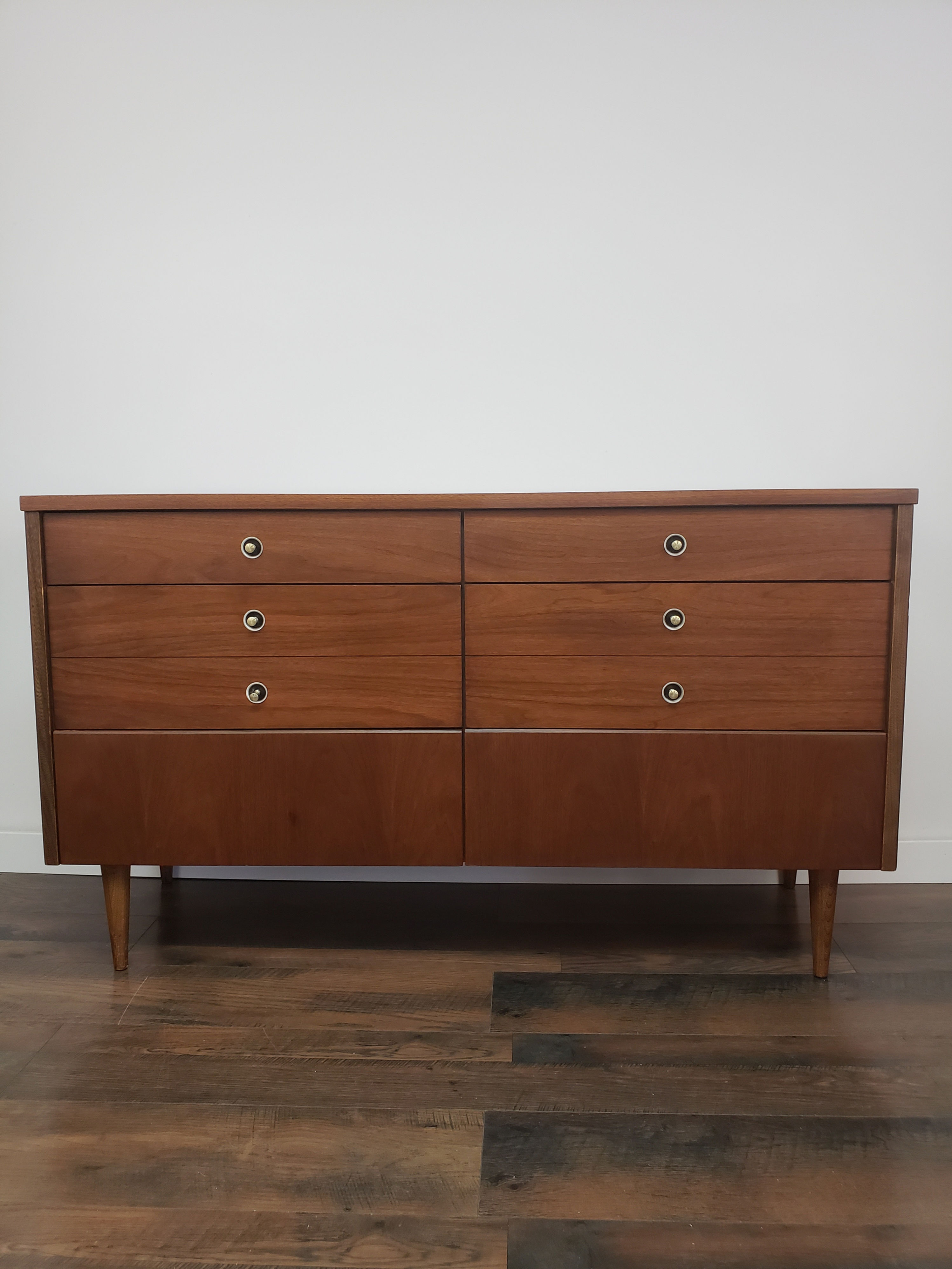 MidMod Long Six Drawer Dresser By Bassett