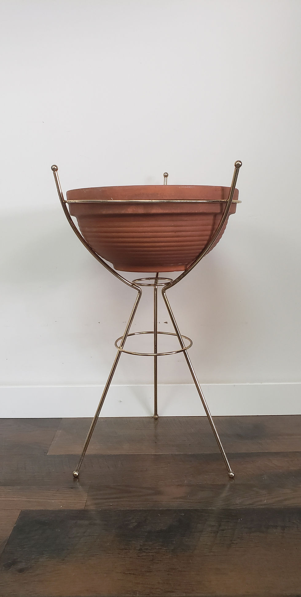 Thumbnail: Large Brass And Terracotta Plant Stand 