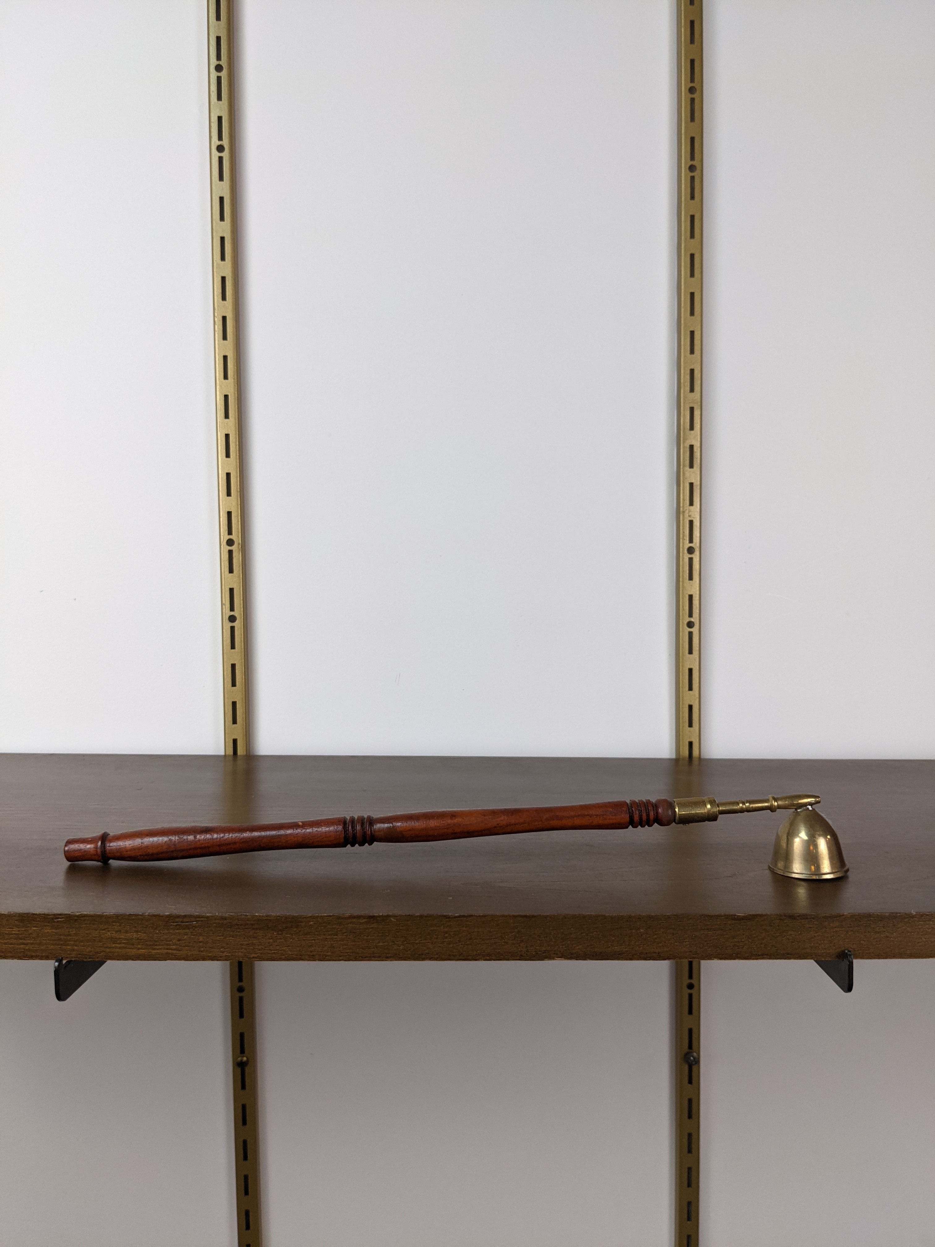 MCM Wood & Brass Candle Snuffer