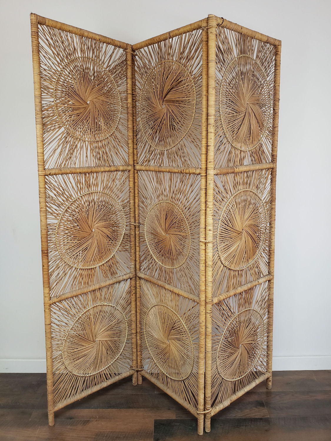Large Boho Rattan Room Divider 