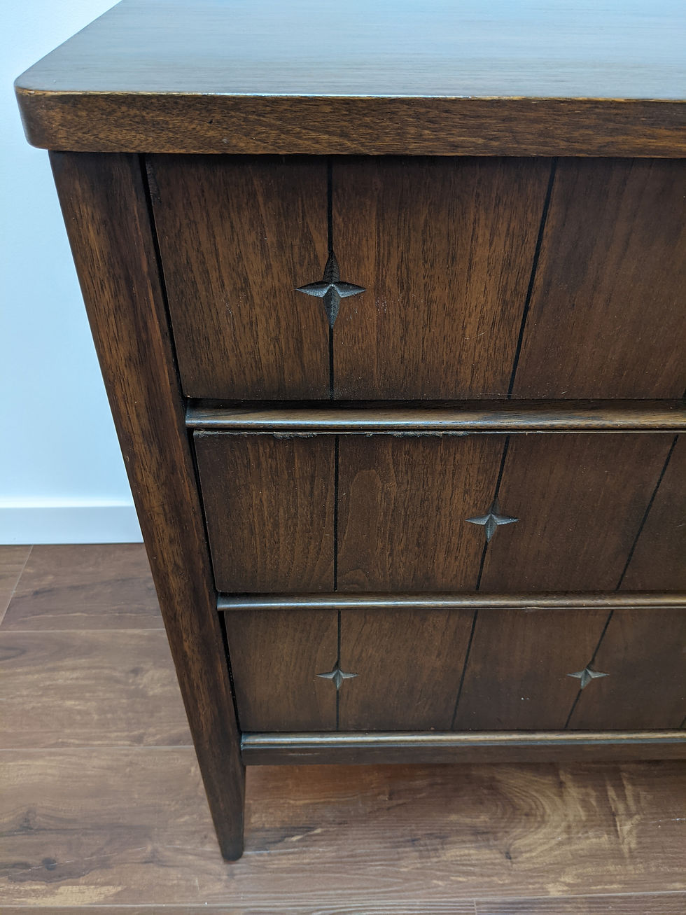 Thumbnail: MCM Long Six Drawer Saga Dresser By Broyhill