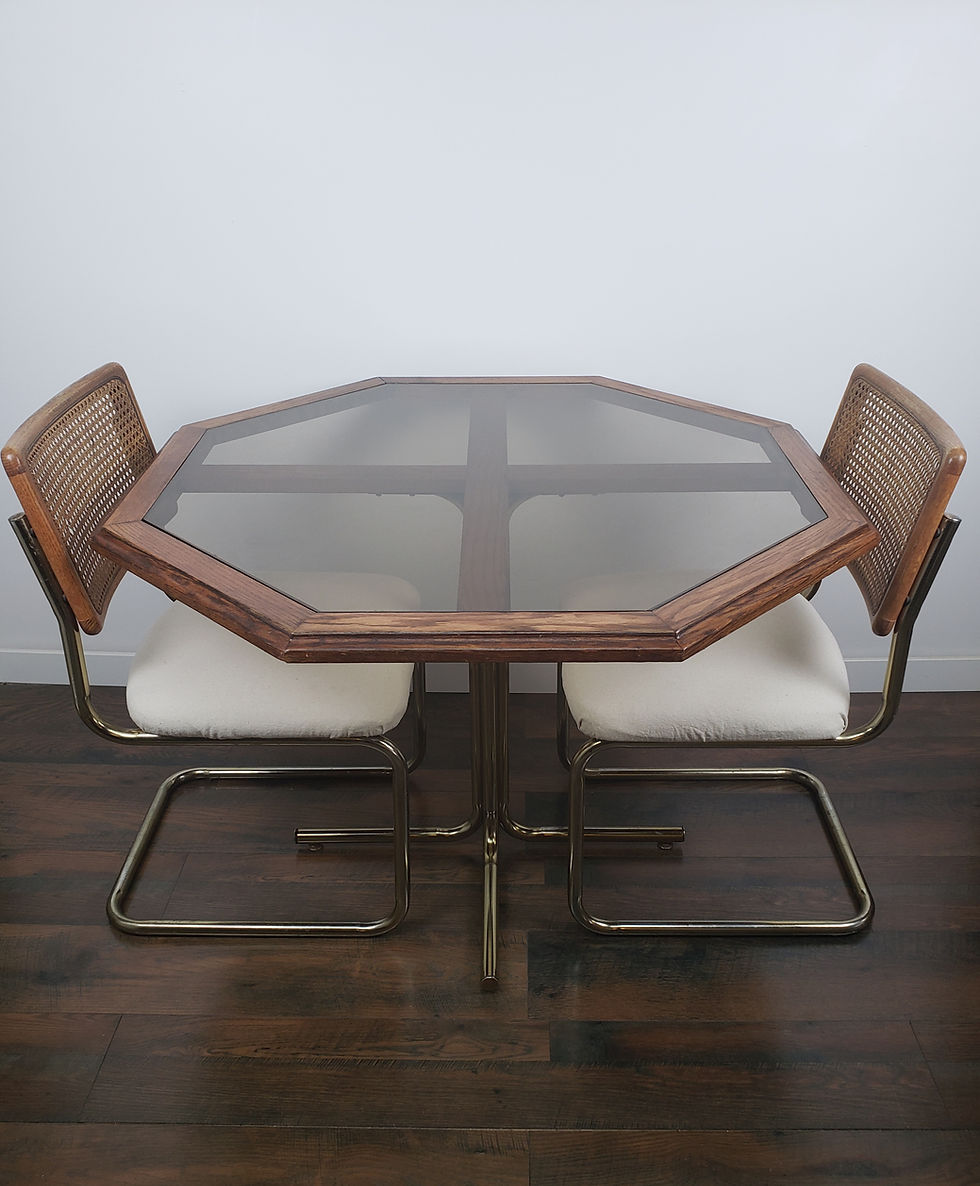 Thumbnail: Boho Cane Chair And Octagon Table Set 
