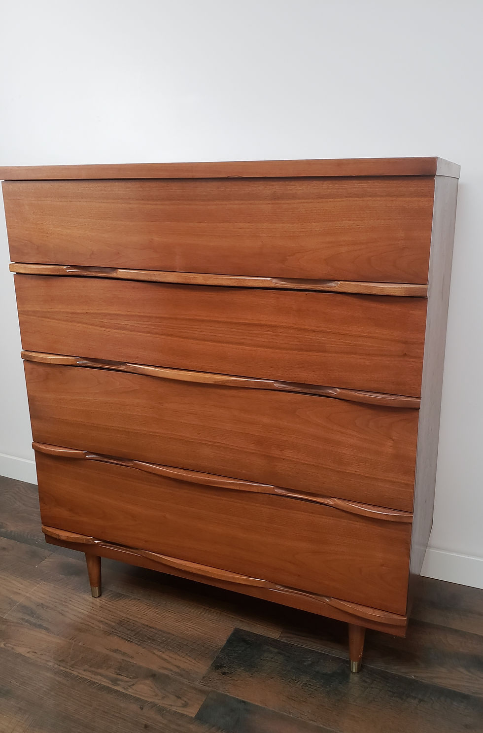 Thumbnail: MCM Tall Four Drawer Dresser By Harmony House 
