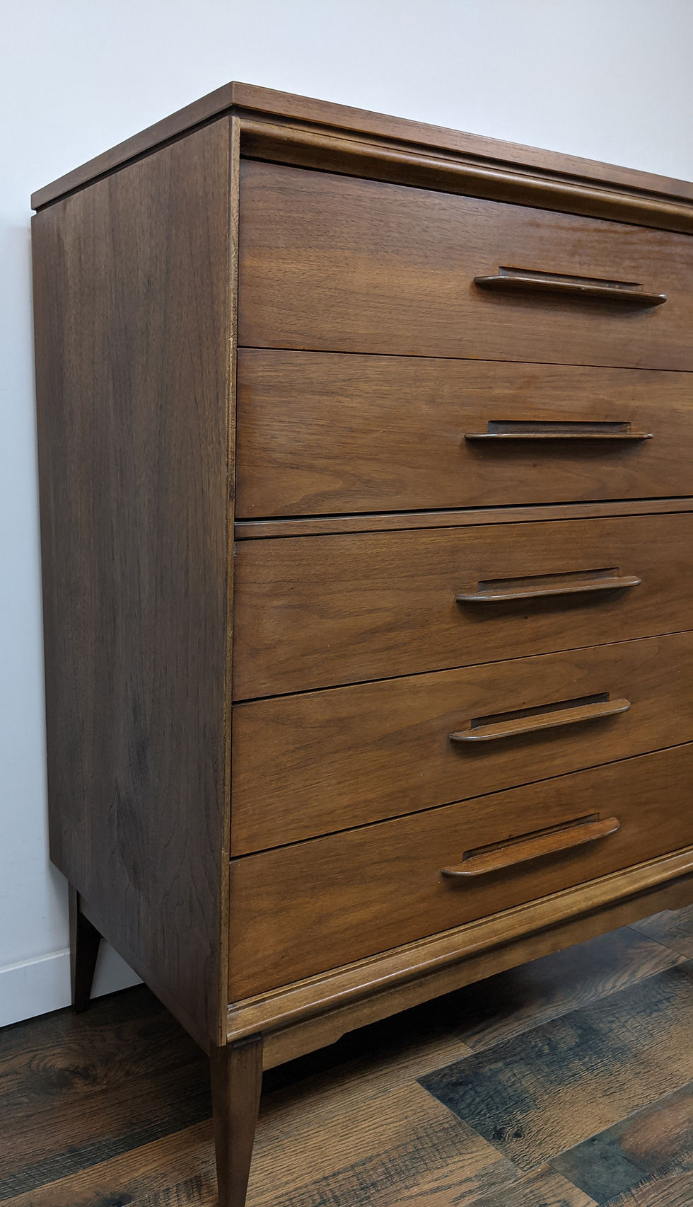 Thumbnail: MidMod Tall Five Drawer Dresser By Bassett