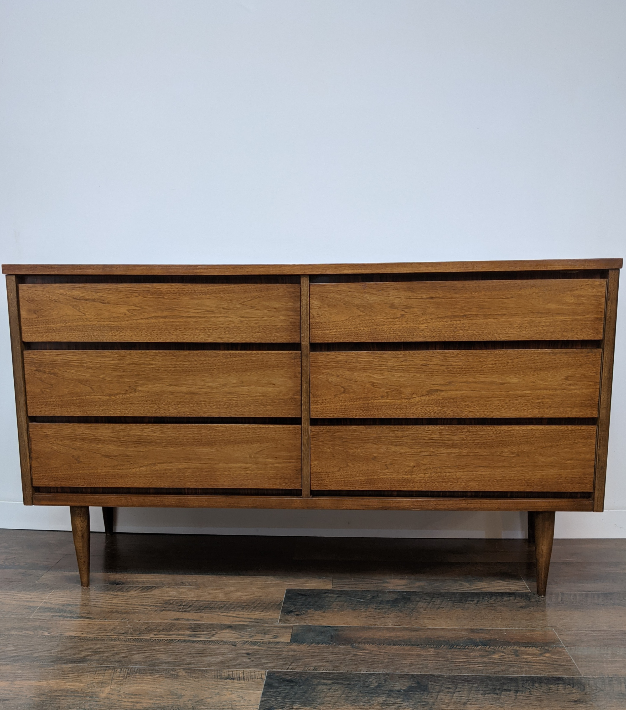 MidMod Long Six Drawer Dresser By Bassett