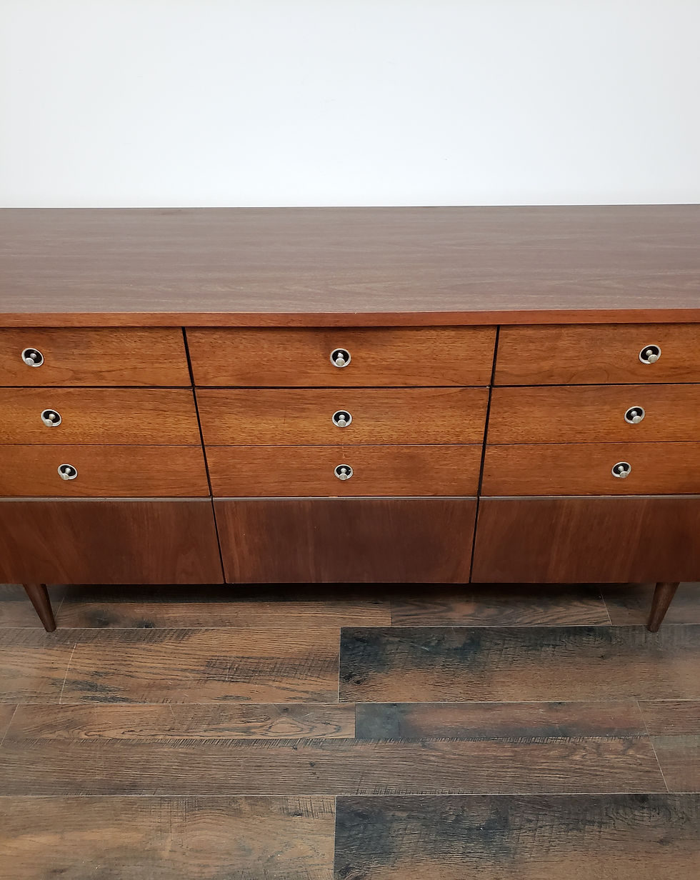 Thumbnail: MCM Long Nine Drawer Dresser By Bassett 