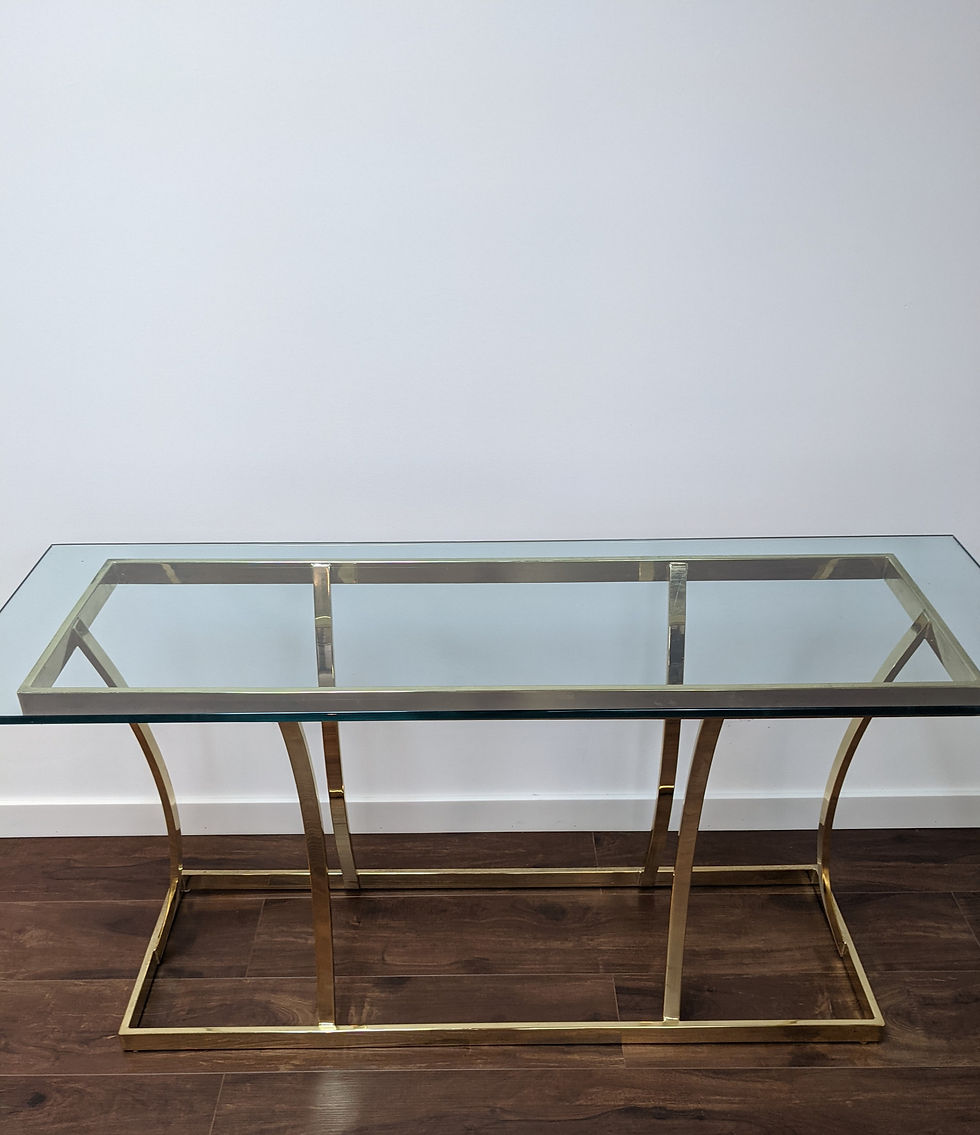 Thumbnail: MCM Brass & Glass Console Table