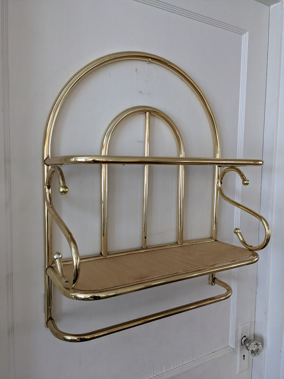 Thumbnail: Large Arched Brass Wall Shelf
