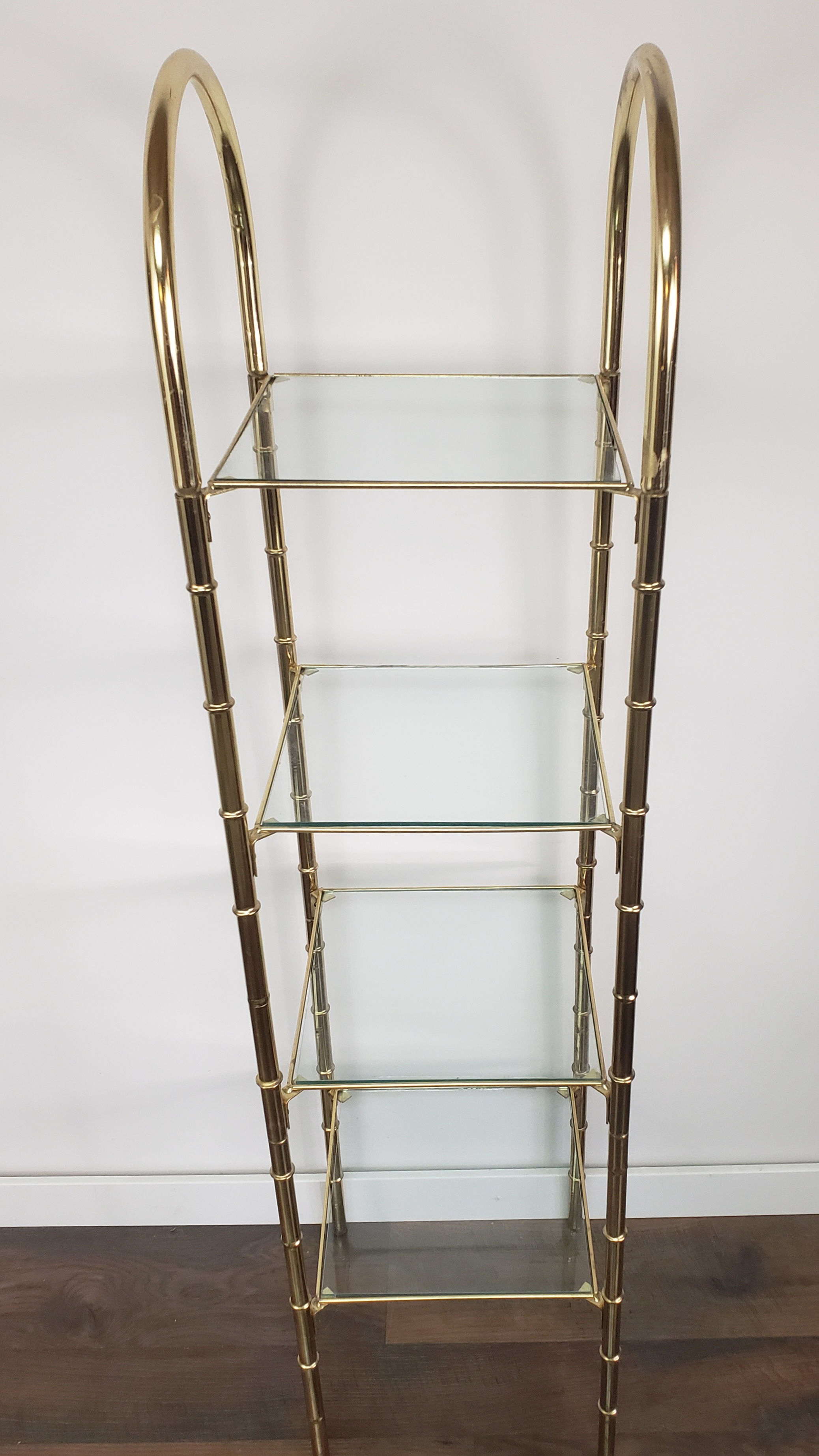 Large Arched Top Brass Plant Stand Shelf