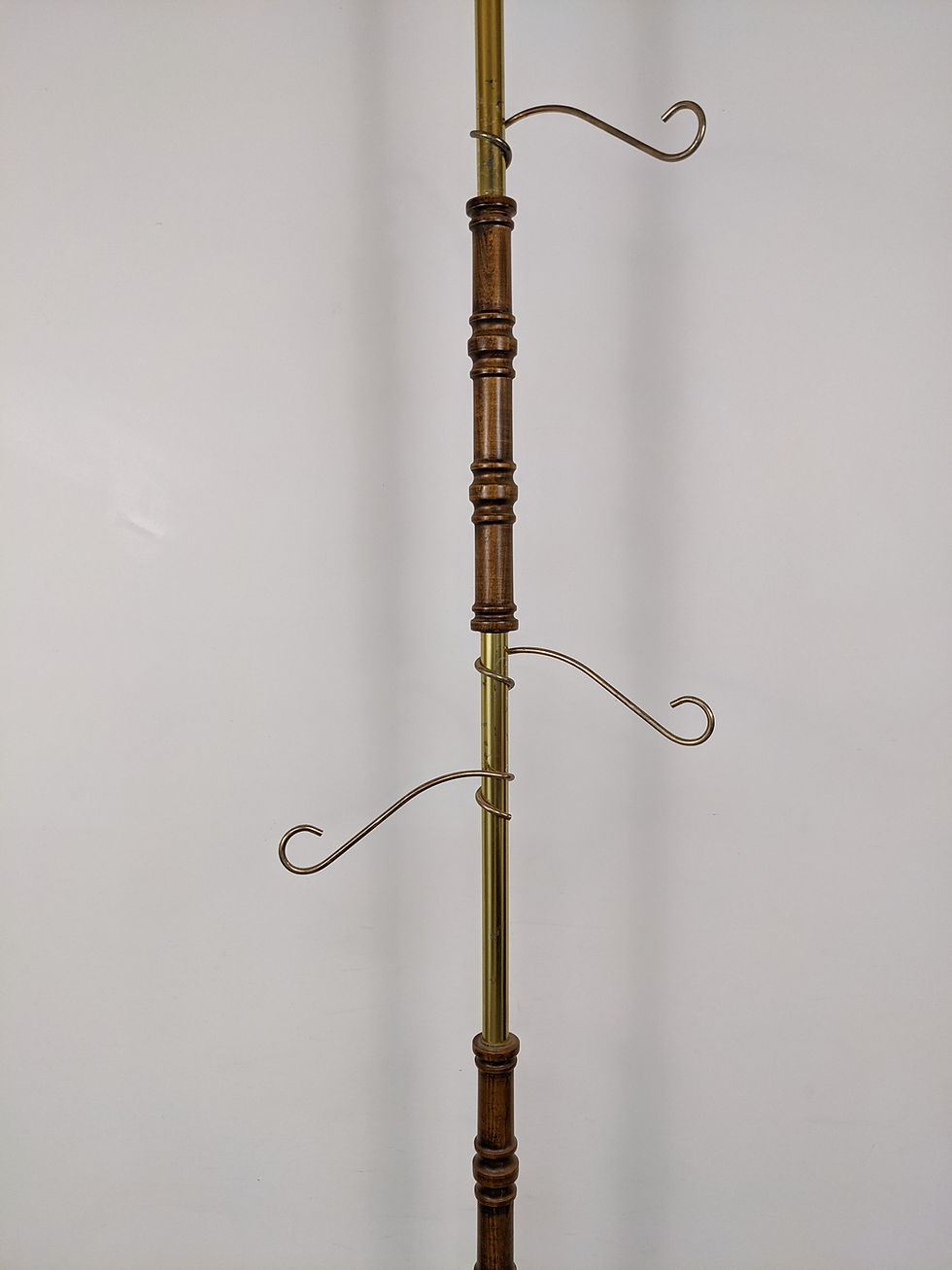 Thumbnail: Wood & Brass Tension Pole Plant Holder