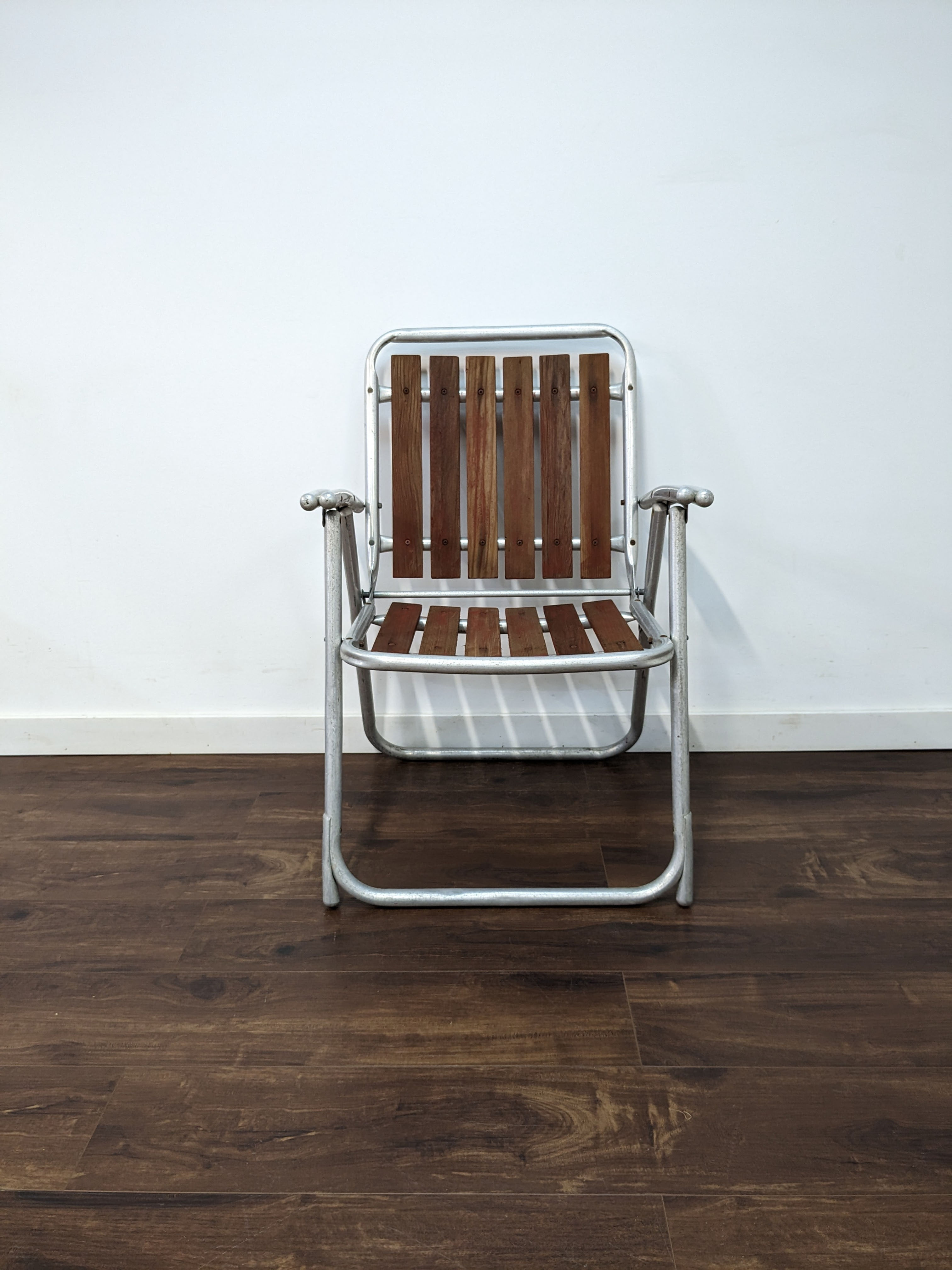 MCM Aluminum Wood Slatted Patio Chair