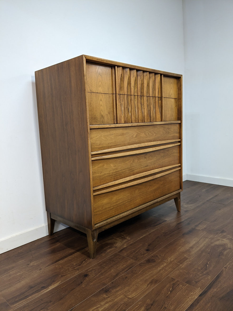Thumbnail: MCM Tall Five Drawer Dresser By Thomasville 