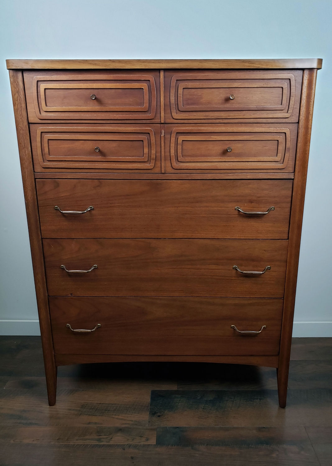 MidMod Tall Five Drawer Dresser By Broyhill Premier 