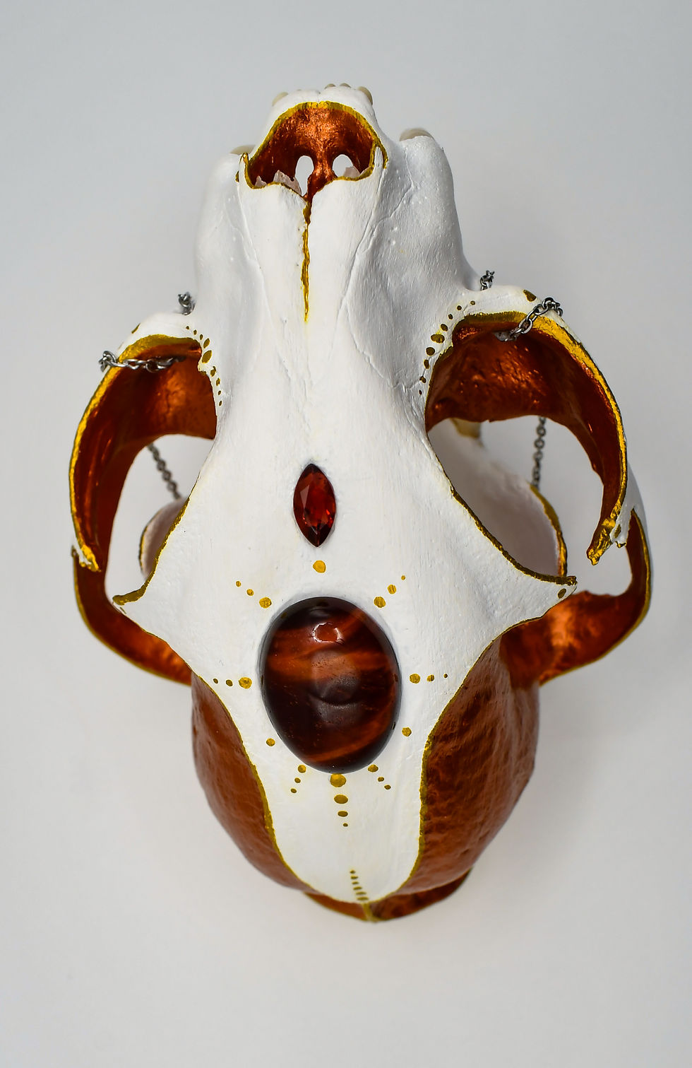 Thumbnail: Handpainted Bobcat w/ Inlaid Garnet & Red Tigers Eye