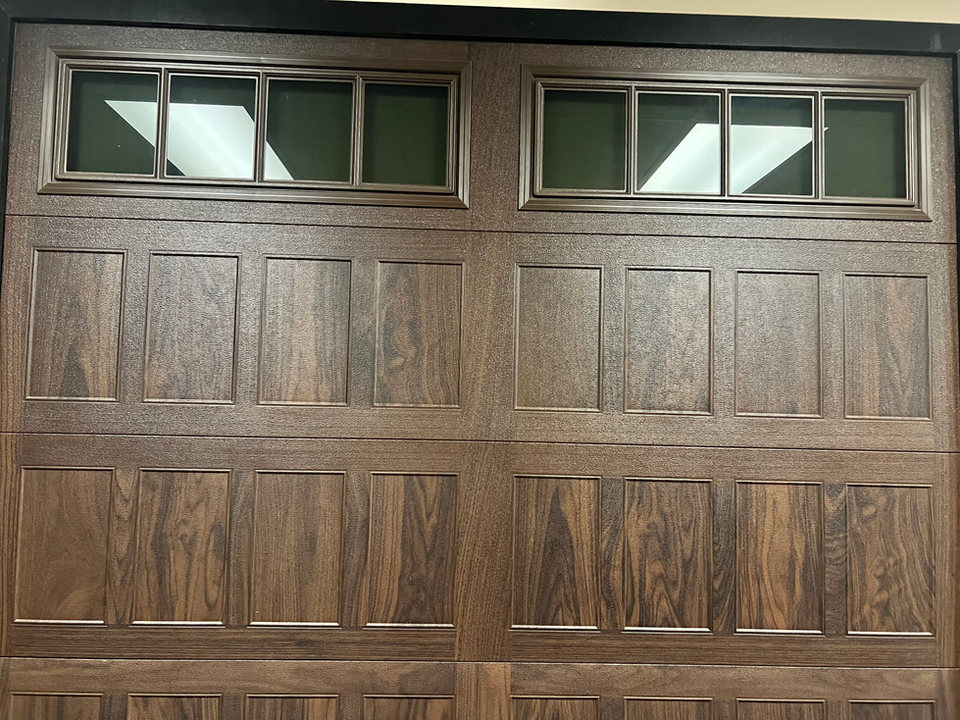 natural wood grain 1 car garage door  in mid-century style 