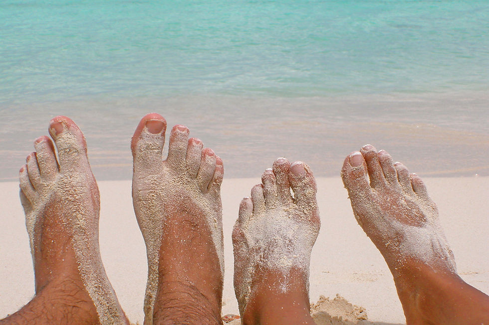 Sandy toes on a beach