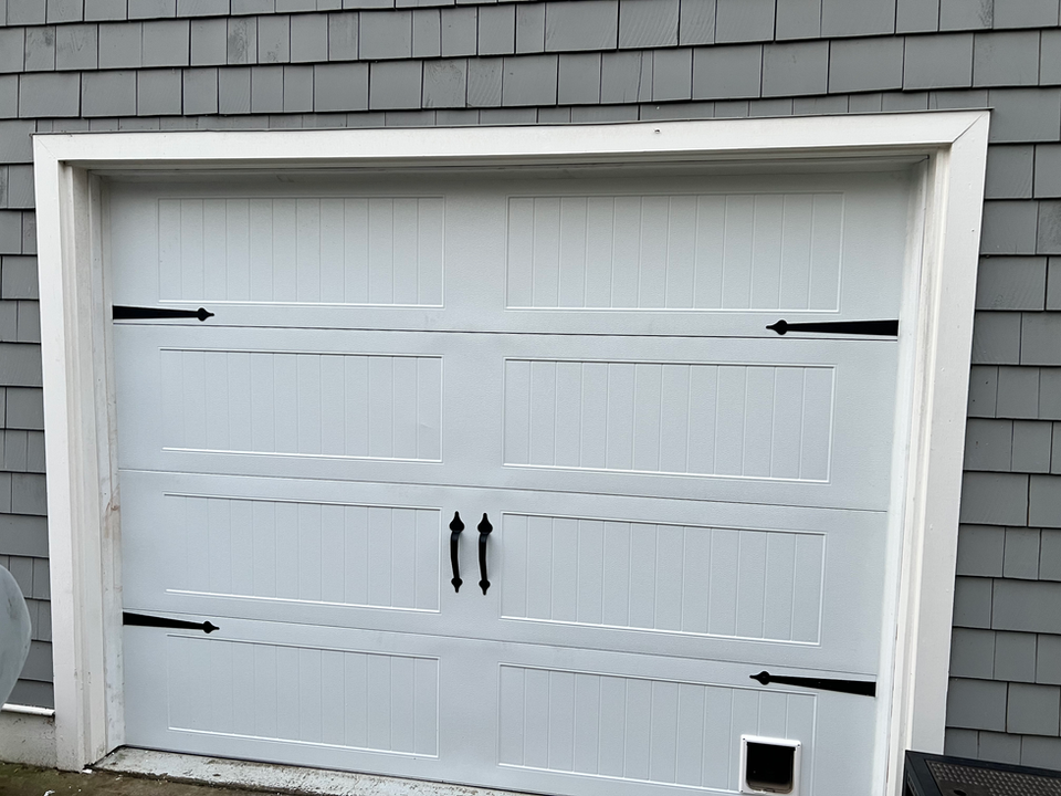 White 1 car garage door installation 