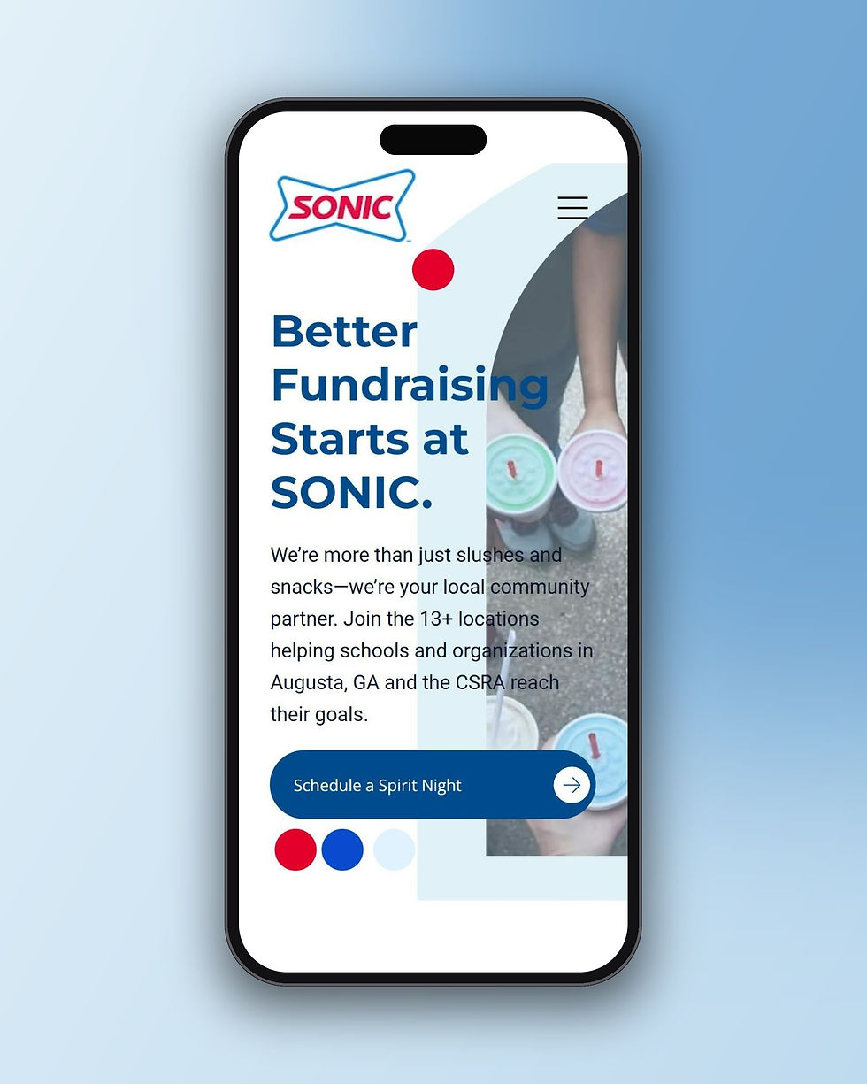 CSRA SONIC fundraising website on desktop and mobile | Wix Monster