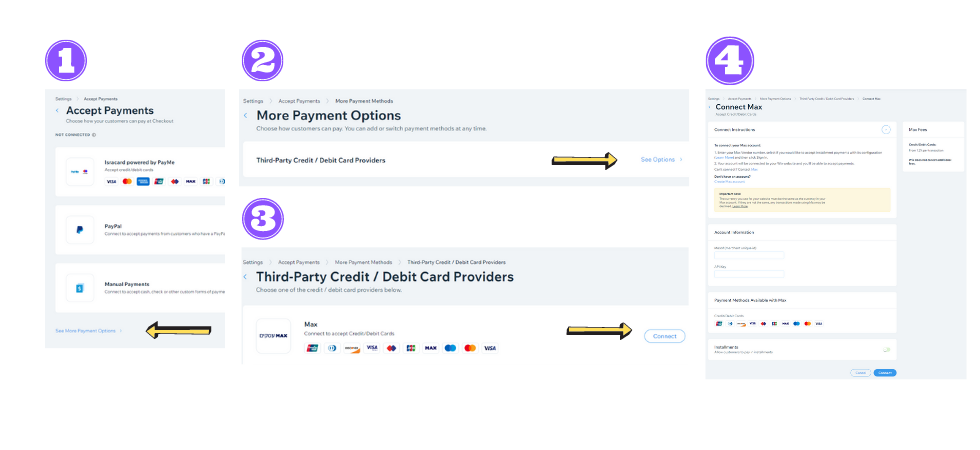 איך לחבר סליקה של MAX לאתר וויקס?