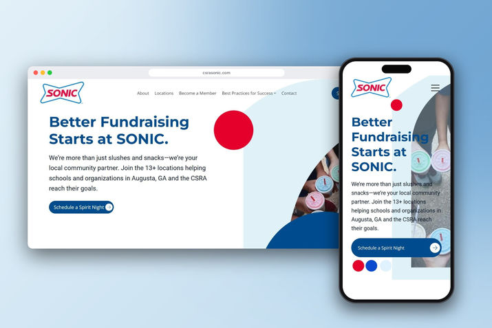 CSRA SONIC fundraising website on desktop and mobile | Wix Monster