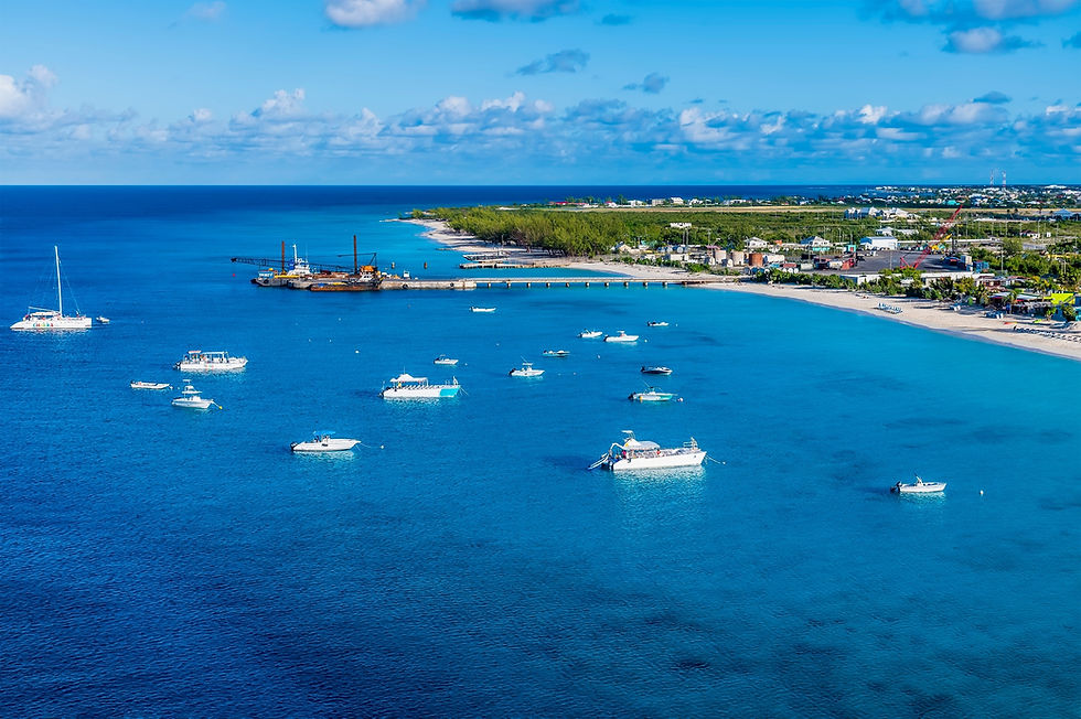 Boats and harbor at idyllic island