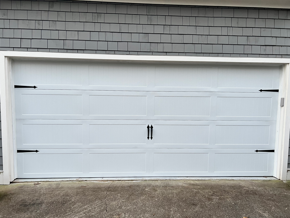White 2 car garage door installation 