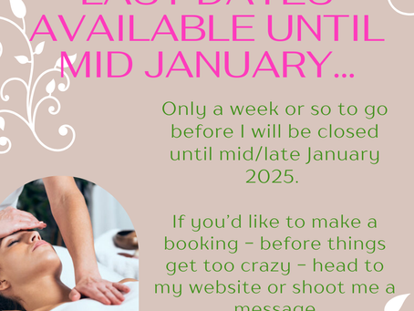 Hours over holiday season...