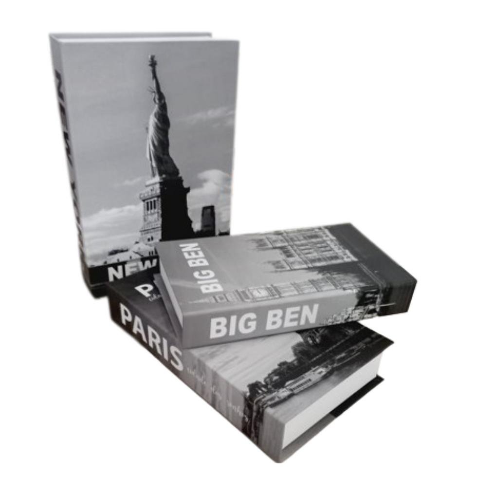 Miniatura: Kit livro caixa decorativa caixa Porta objeto tema países 3PCS 